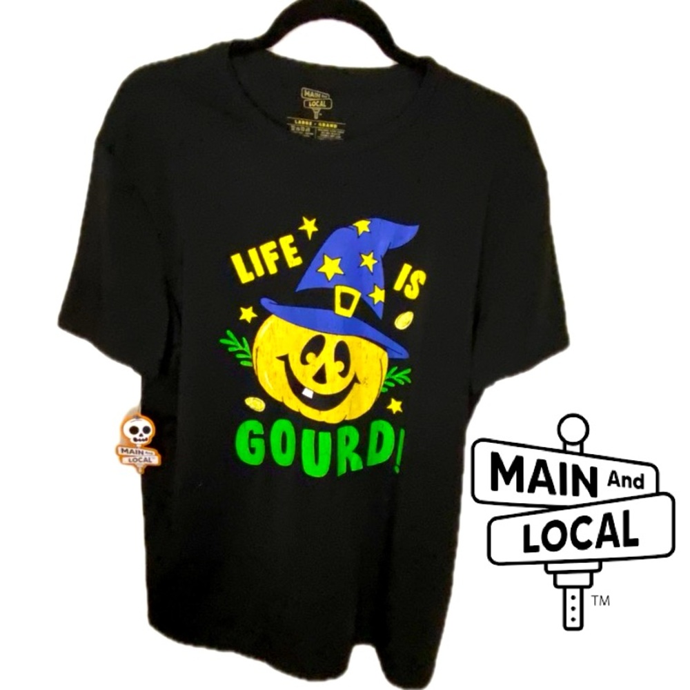 MAIN AND LOCAL Life Is Gourd Halloween T-Shirt Men’s (Unisex) Size Large